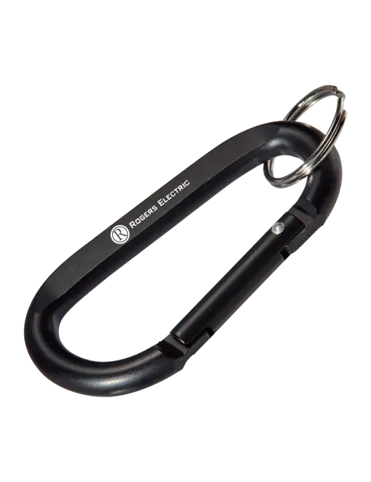 Black Carabiner & Key Ring w/Rogers Electric Logo