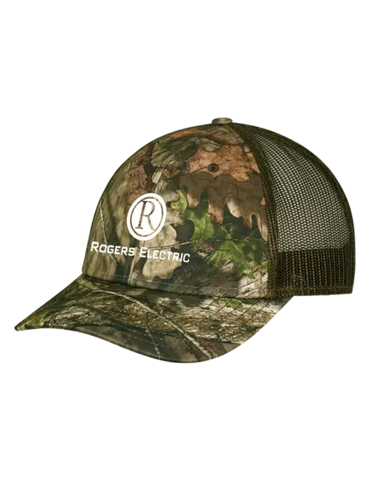 Breakup Country Brown Mossy Oak Camo Mesh Trucker Cap Snap Back w/Rogers Electric Logo
