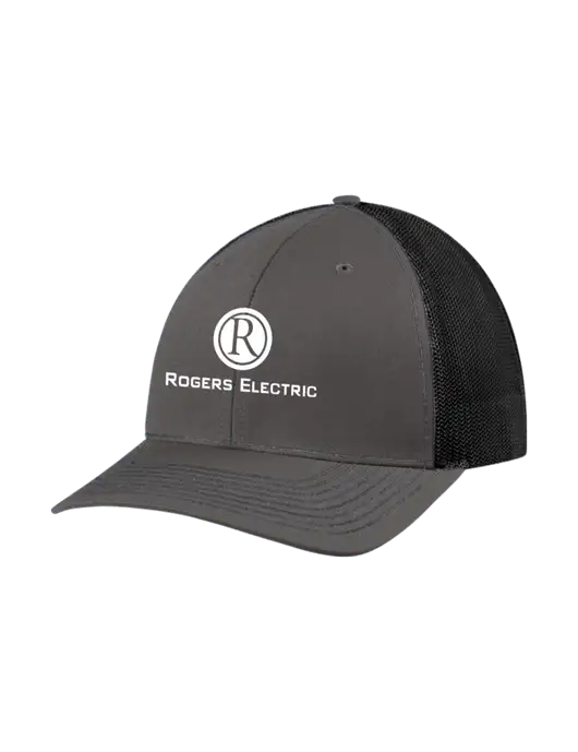 Richardson Adjustable Snapback Original 112 Trucker Cap Dark Grey w/Black Mesh w/Rogers Electric Logo