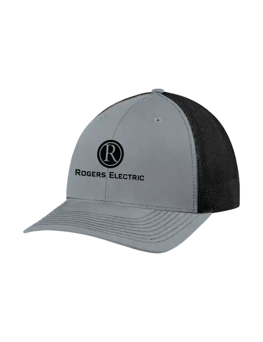 Richardson Adjustable Snapback Original 112 Trucker Cap Heather Grey w/Black Mesh w/Rogers Electric Logo