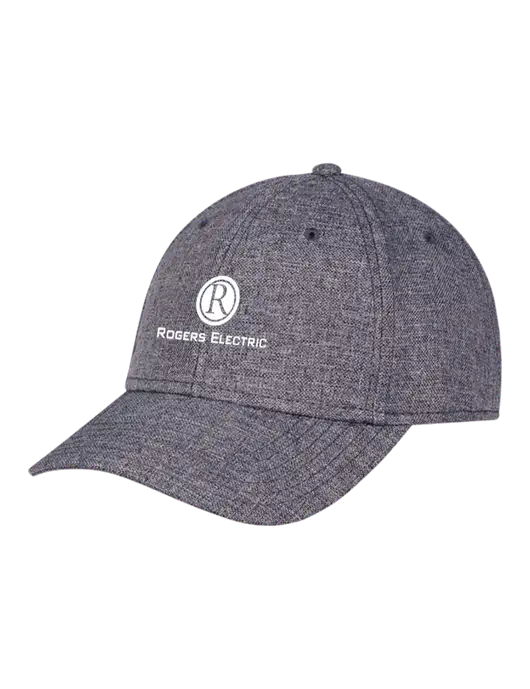 Heather Charcoal Structured Linen Look Cap Hook & Loop w/Rogers Electric Logo