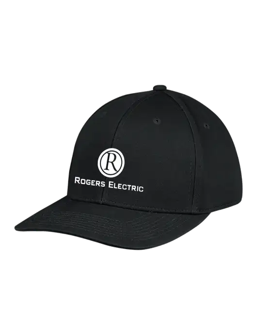 Premium Modern Structured Twill Black Snapback Cap w/Rogers Electric Logo