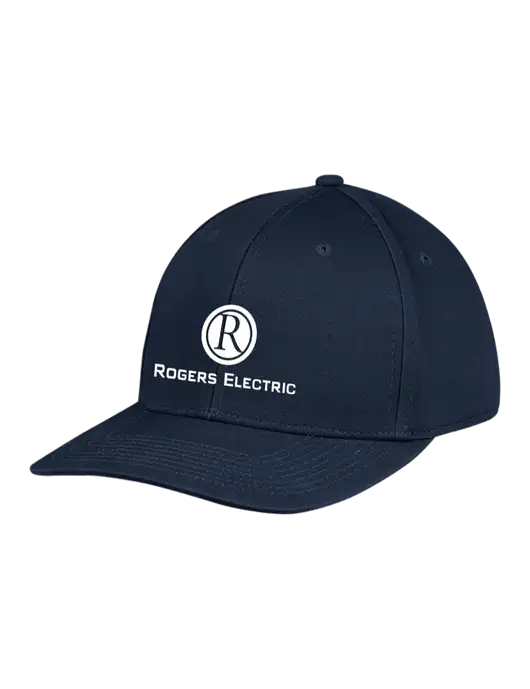 Premium Modern Structured Twill Navy Snapback Cap w/Rogers Electric Logo