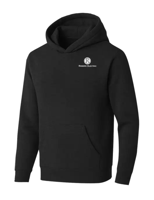 BELLA+CANVAS Black Heather Sponge Fleece Pullover Hoodie w/Rogers Electric Logo