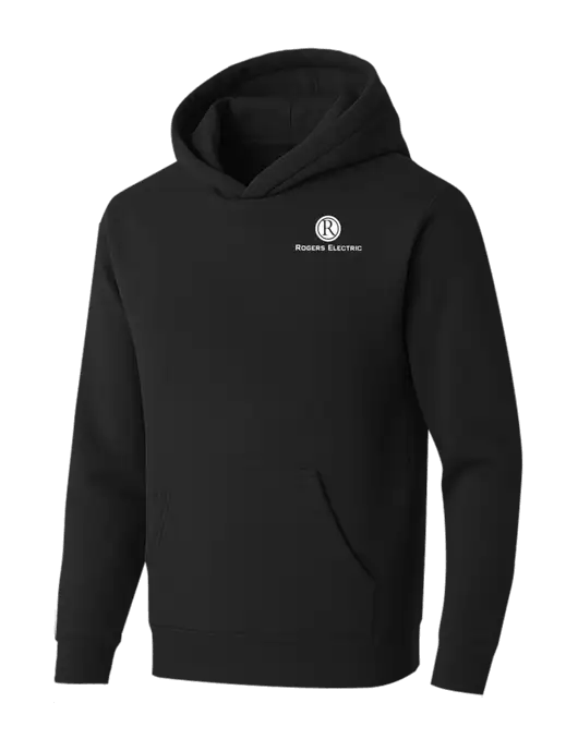 BELLA+CANVAS Black Sponge Fleece Pullover Hoodie w/Rogers Electric Logo
