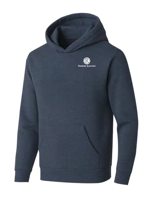 BELLA+CANVAS Heather Navy Sponge Fleece Pullover Hoodie w/Rogers Electric Logo