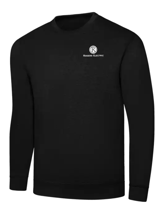 Black 7.8 oz Ring Spun Crew Sweatshirt w/Rogers Electric Logo