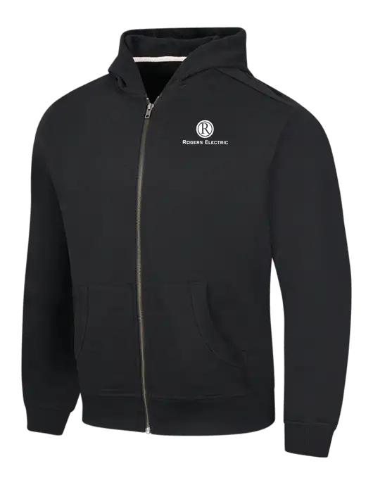 Black Re-Fleece Full-Zip Hoodie w/Rogers Electric Logo