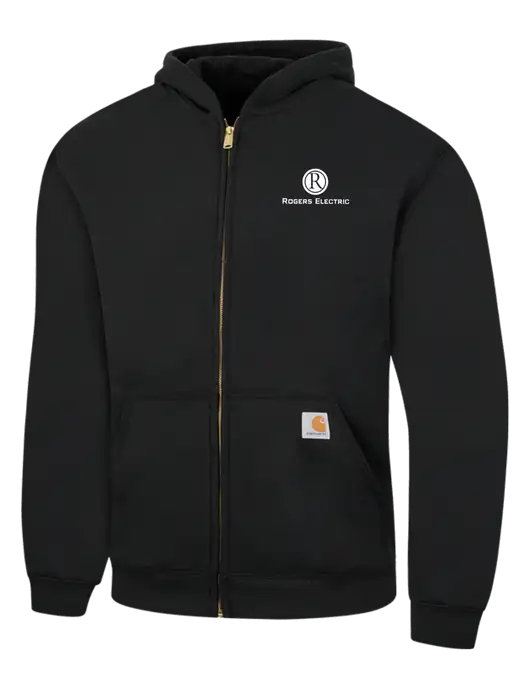 Carhartt Black Midweight Hooded Zip-Front Sweatshirt w/Rogers Electric Logo