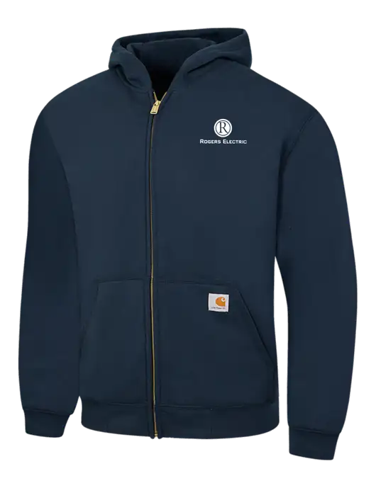 Carhartt Navy Midweight Hooded Zip-Front Sweatshirt w/Rogers Electric Logo