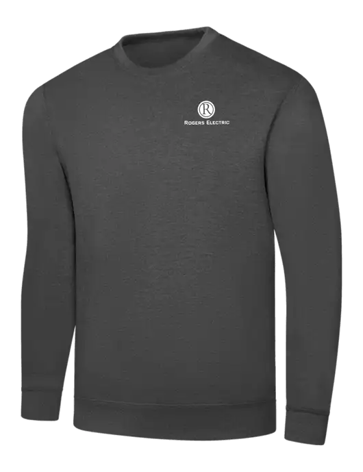 Charcoal 7.8 oz Ring Spun Crew Sweatshirt w/Rogers Electric Logo
