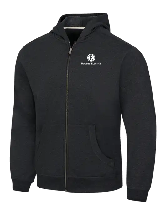Charcoal Heather Re-Fleece Full-Zip Hoodie w/Rogers Electric Logo