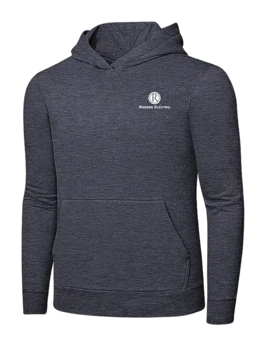 Heather Navy 7.8 oz Ring Spun Hooded Sweatshirt w/Rogers Electric Logo