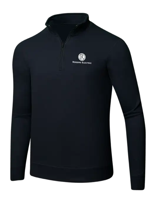 Jet Black 8.5 oz Ring Spun 1/4 Zip Pullover Sweatshirt w/Rogers Electric Logo