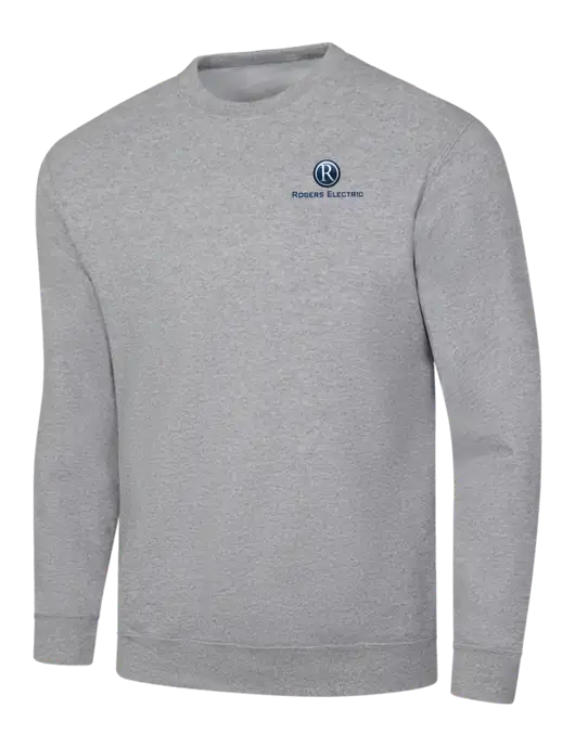 Light Grey Heather 7.8 oz Ring Spun Crew Sweatshirt w/Rogers Electric Logo