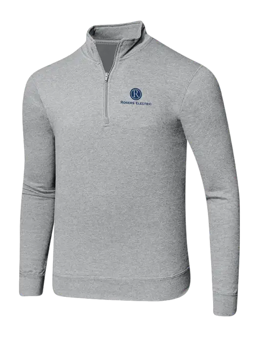 Light Heather Grey 8.5 oz Ring Spun 1/4 Zip Pullover Sweatshirt w/Rogers Electric Logo