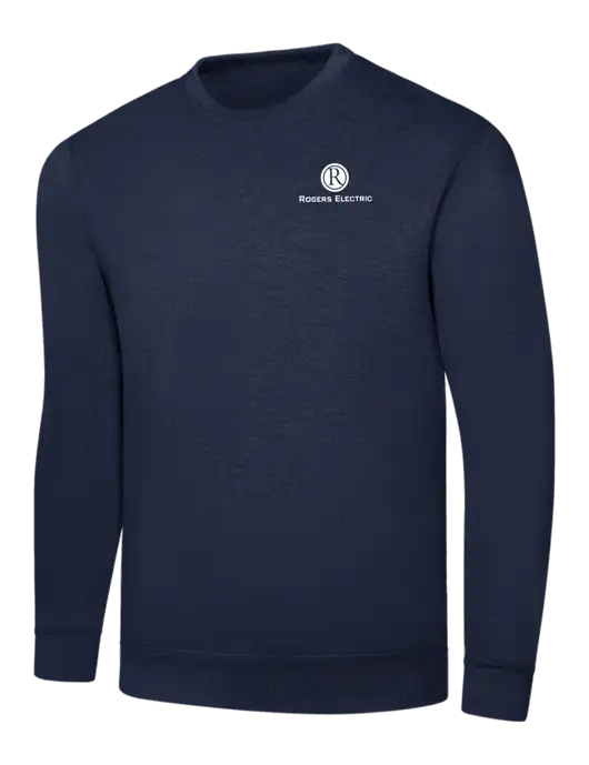 Navy 7.8 oz Ring Spun Crew Sweatshirt w/Rogers Electric Logo