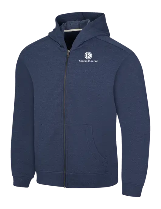 Navy Heather Re-Fleece Full-Zip Hoodie w/Rogers Electric Logo