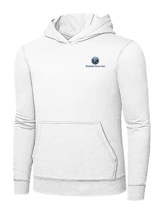 White 7.8 oz Ring Spun Hooded Sweatshirt w/Rogers Electric Logo