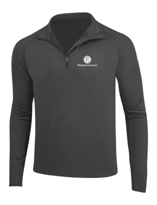 Charcoal Grey Sport Wick Stretch 1/4 Zip Pullover w/Rogers Electric Logo