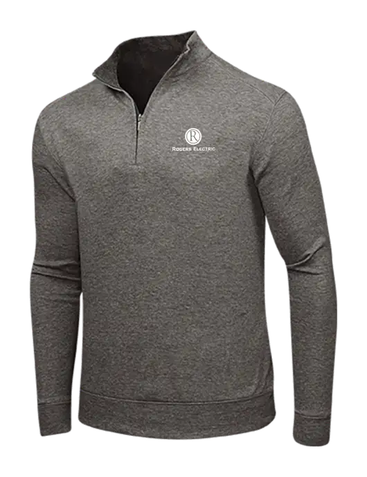 Charcoal Heather/Medium Heather Grey Interlock 1/4 Zip w/Rogers Electric Logo