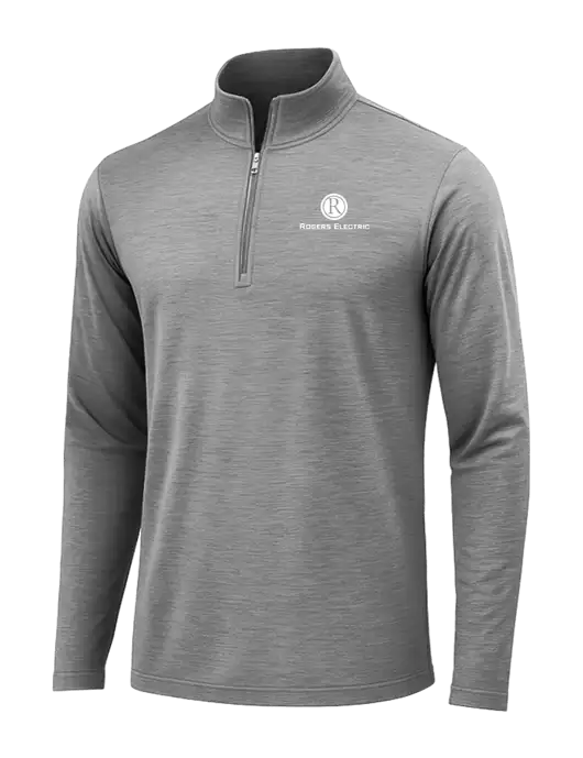Dark Grey Heather Posicharge Tri-Blend Wicking 1/4 Zip Pullover w/Rogers Electric Logo