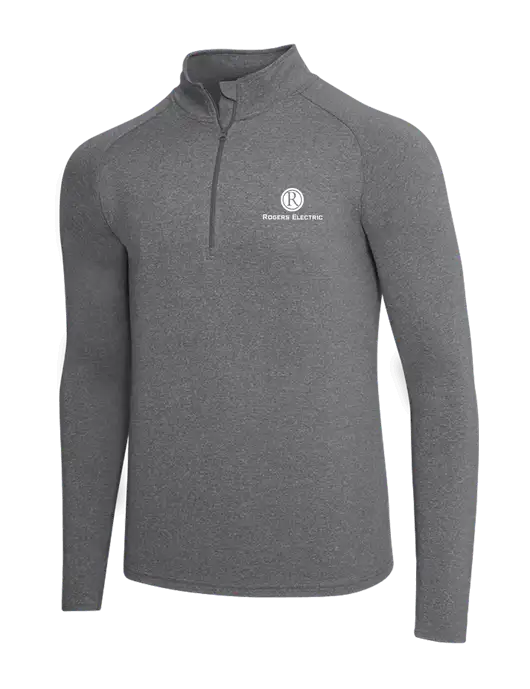 Dark Grey Heather Sport Wick Stretch 1/4 Zip Pullover w/Rogers Electric Logo