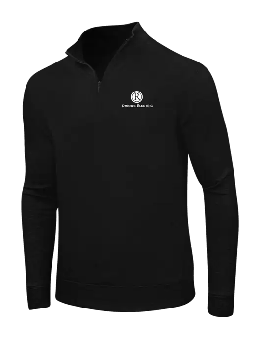 Deep Black/Charcoal Heather Interlock 1/4 Zip w/Rogers Electric Logo