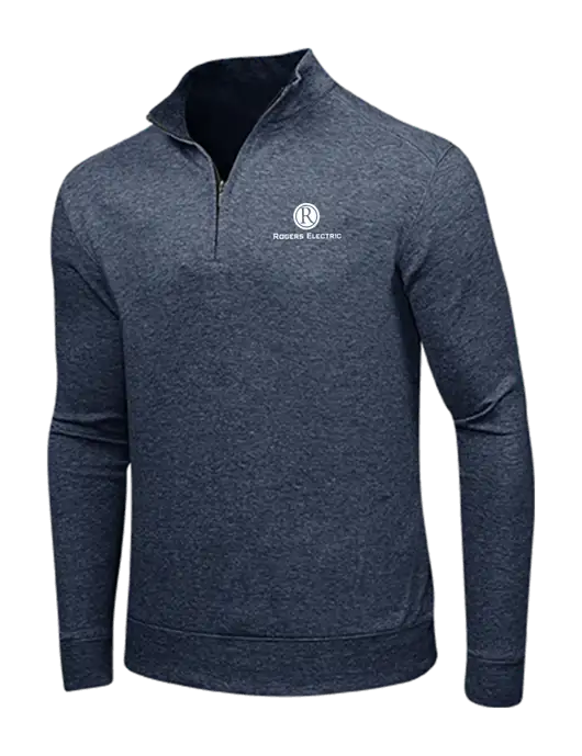 Estate Blue Heather/Charcoal Heather Interlock 1/4 Zip w/Rogers Electric Logo