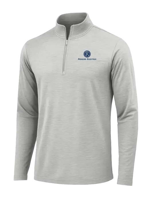 Light Grey Heather Posicharge Tri-Blend Wicking 1/4 Zip Pullover w/Rogers Electric Logo