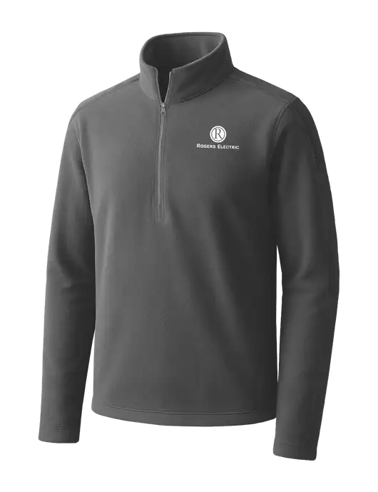 Medium Grey Microfleece 1/2 Zip Pullover w/Rogers Electric Logo