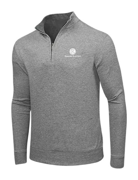 Medium Heather Grey/Charcoal Heather Interlock 1/4 Zip w/Rogers Electric Logo