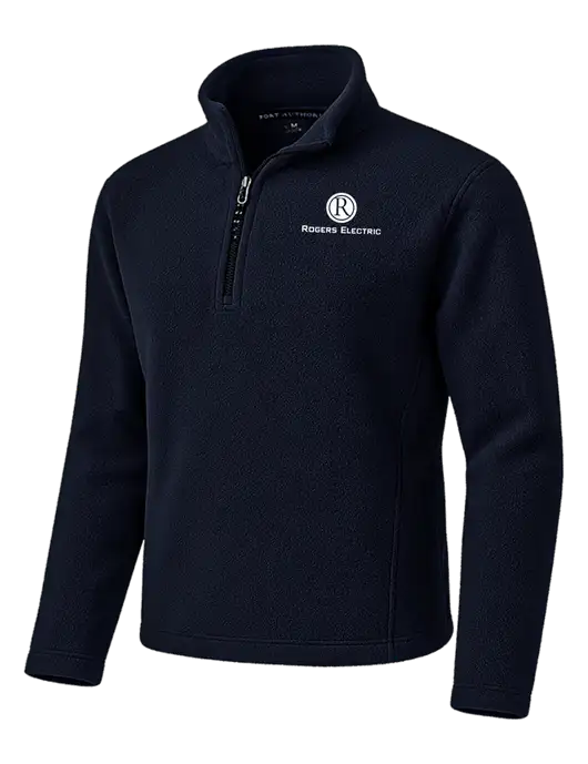 Navy Fleece 1/4-Zip Pullover w/Rogers Electric Logo