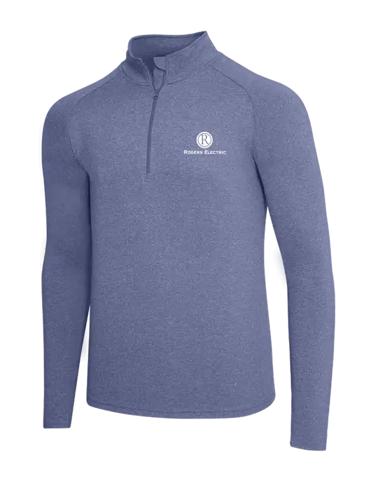 Navy Heather Sport Wick Stretch 1/4 Zip Pullover w/Rogers Electric Logo