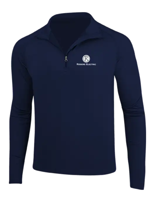 Navy Sport Wick Stretch 1/4 Zip Pullover w/Rogers Electric Logo