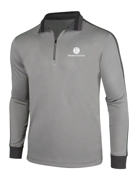 NIKE Athletic Grey/Heather Dark Grey Dry-Fit 1/2 Zip Cover-Up w/Rogers Electric Logo