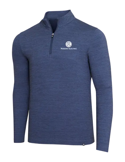 TravisMathew Navy Heather Crestview 1/4 Zip w/Rogers Electric Logo