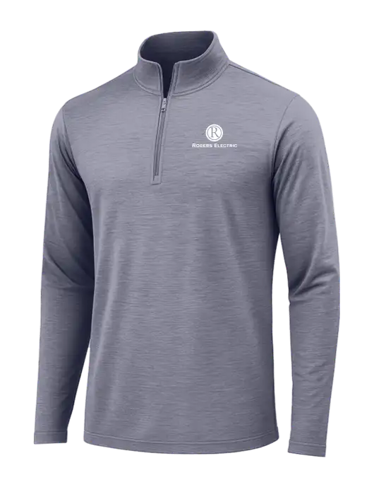 True Navy Heather Posicharge Tri-Blend Wicking 1/4 Zip Pullover w/Rogers Electric Logo