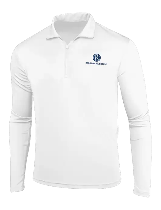 White PosiCharge Competitor 1/4 Zip Pullover w/Rogers Electric Logo