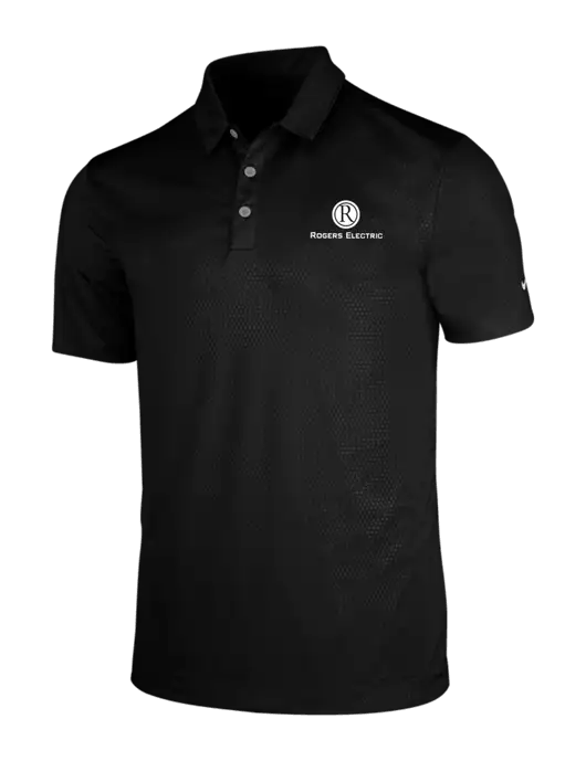 NIKE Black Dri-Fit Embossed Tri-Blade Polo w/Rogers Electric Logo