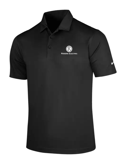 NIKE Black Dri-Fit Vertical Mesh Polo w/Rogers Electric Logo