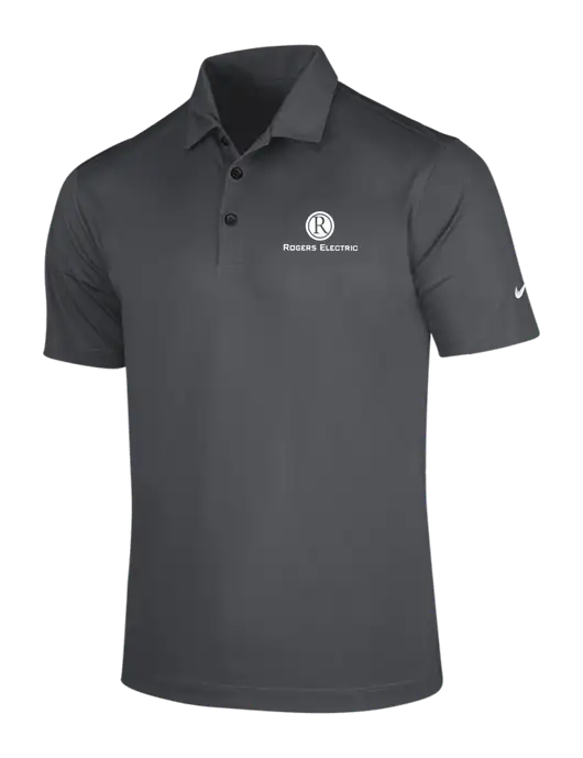 NIKE Dark Grey Dri-Fit Vertical Mesh Polo w/Rogers Electric Logo