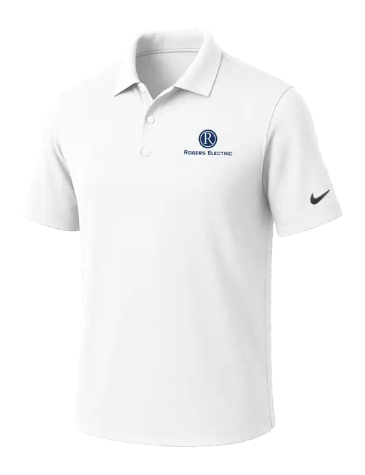 NIKE White Dri-Fit Micro Pique Polo w/Rogers Electric Logo