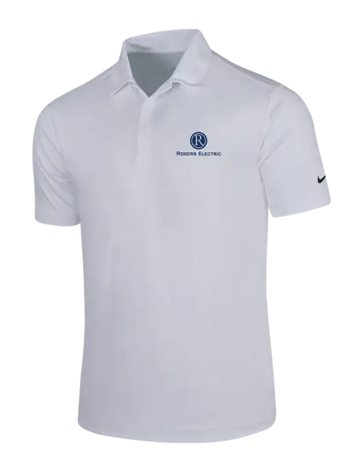 NIKE White Dri-Fit Vertical Mesh Polo w/Rogers Electric Logo