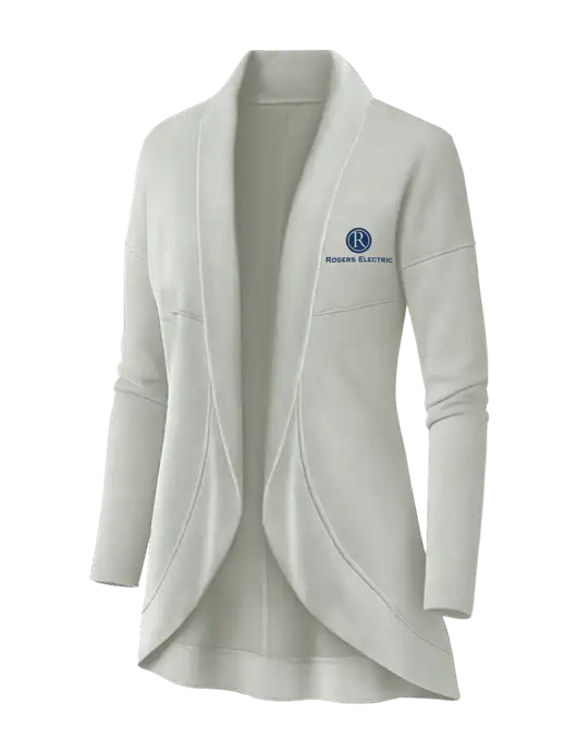 OGIO Ivory Snow Womens Luuma Cocoon Fleece w/Rogers Electric Logo