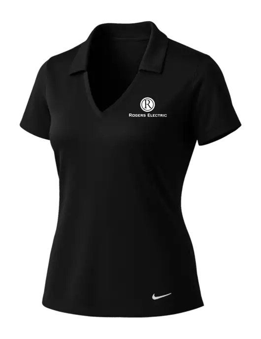 NIKE Black Womens Dri-Fit Vertical Mesh Polo w/Rogers Electric Logo