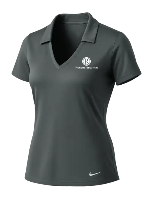 NIKE Dark Grey Womens Dri-Fit Vertical Mesh Polo w/Rogers Electric Logo