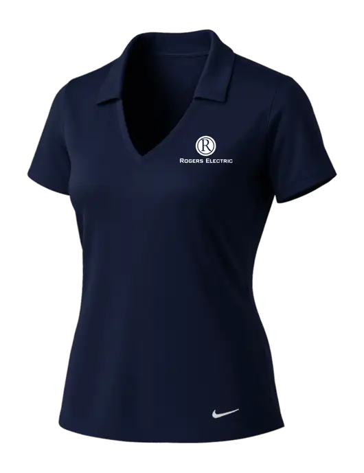 NIKE Dark Navy Womens Dri-Fit Vertical Mesh Polo w/Rogers Electric Logo