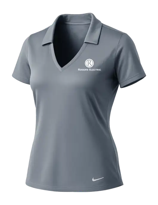 NIKE Medium Grey Womens Dri-Fit Vertical Mesh Polo w/Rogers Electric Logo