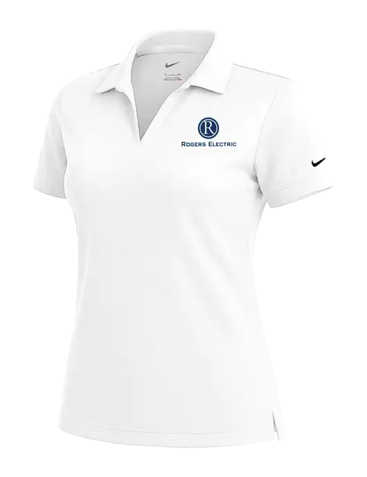 NIKE White Womens Dri-Fit Micro Pique Polo w/Rogers Electric Logo